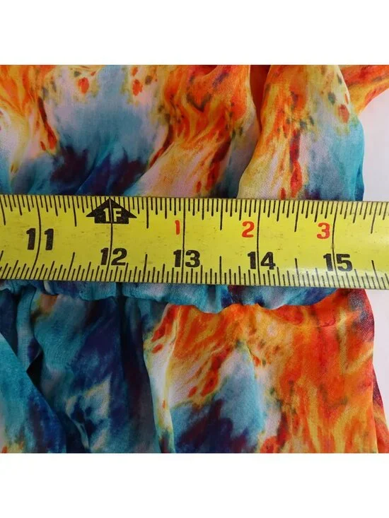 City Triangles Orange Blue Sleeveless Asymmetric Dress Women Size XL Necklace - Picture 10 of 11